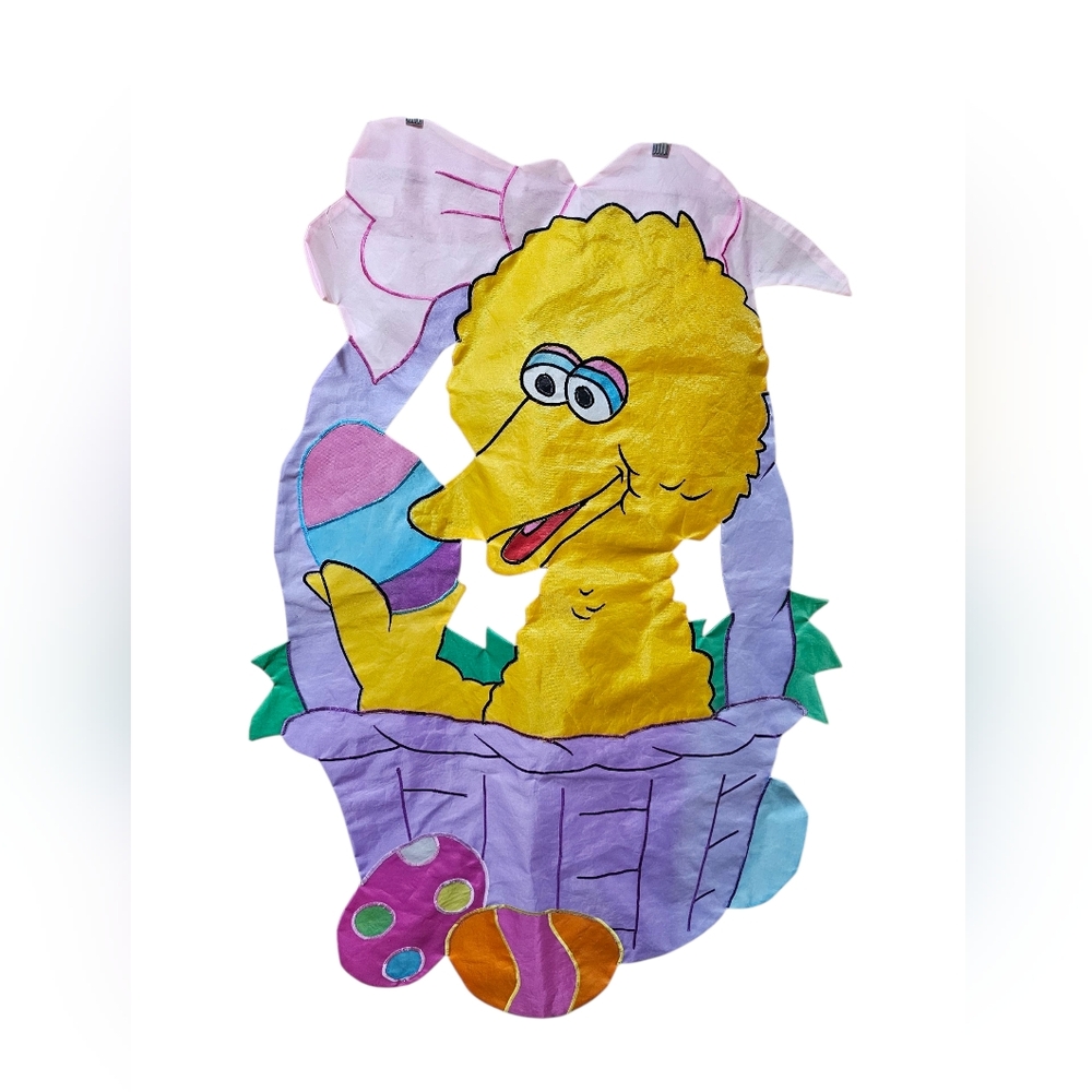 Vintage Sesame Street Big Bird Easter Banner Wall Hanging Decoration – 1990s Ret